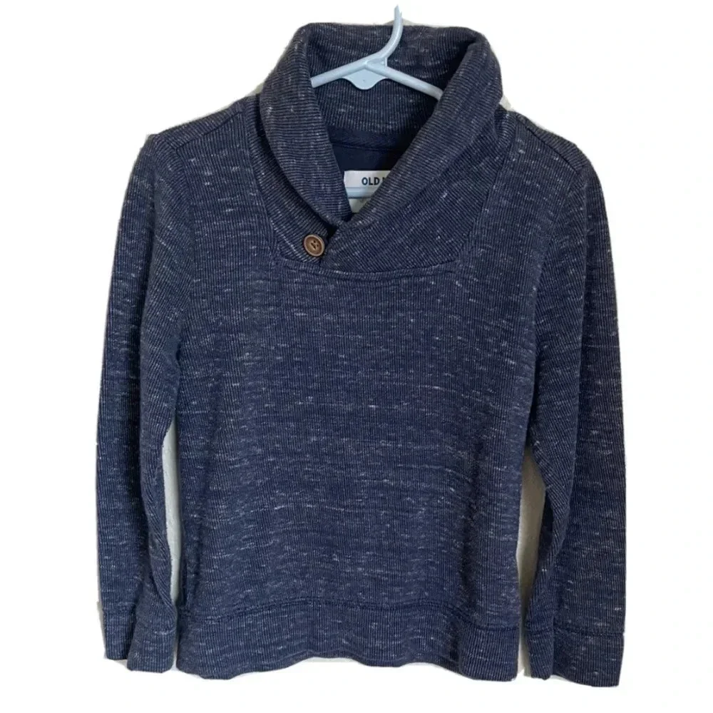 Old Navy 5T pull over blue knit cardigan / sweater with button accent